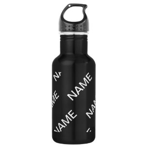 Bouteille D'eau Texte personnalisable   Bold Modern Black & White