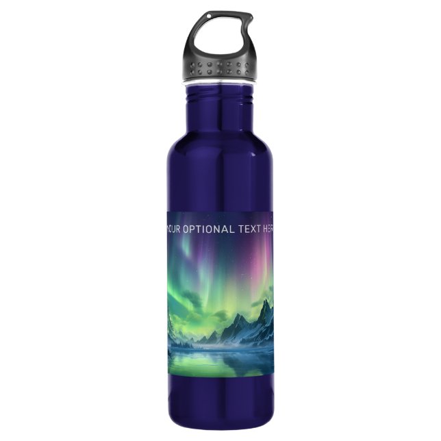 Bouteille D'eau Texte personnalisé Aurora Borealis (Devant)