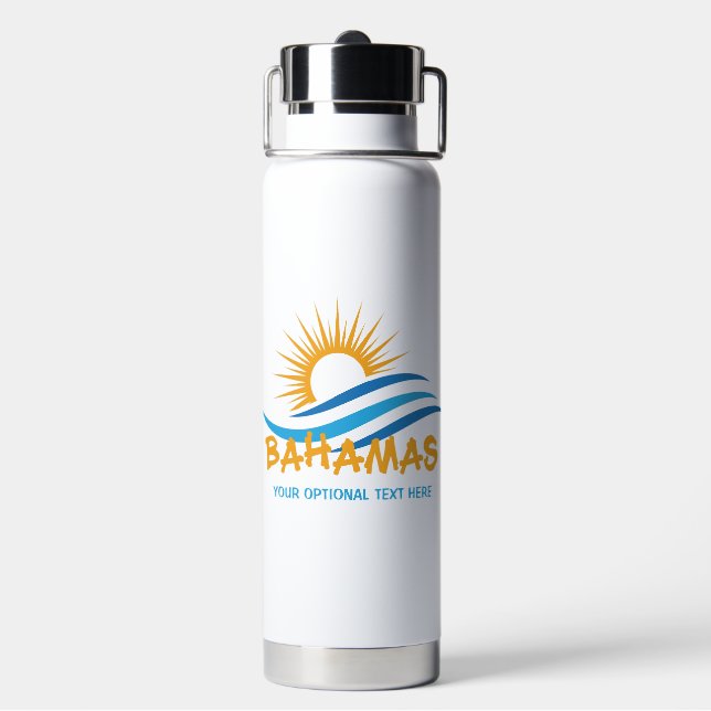 Bouteille D'eau Texte personnalisé Bahamas (Arrière)