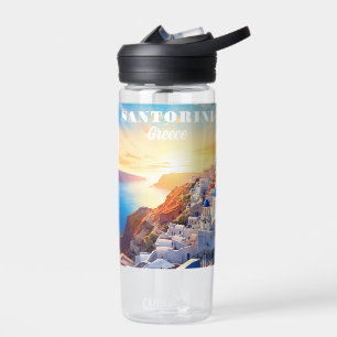 Bouteille D'eau Texte personnalisé Coucher de soleil Santorin Grèc
