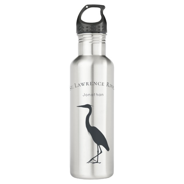Bouteille D'eau texte personnalisé et nom Grande silhouette de Hér (Devant)