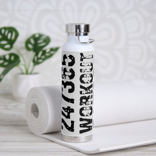 Bouteille D'eau Texte usé et rayé Workout 247365 noir