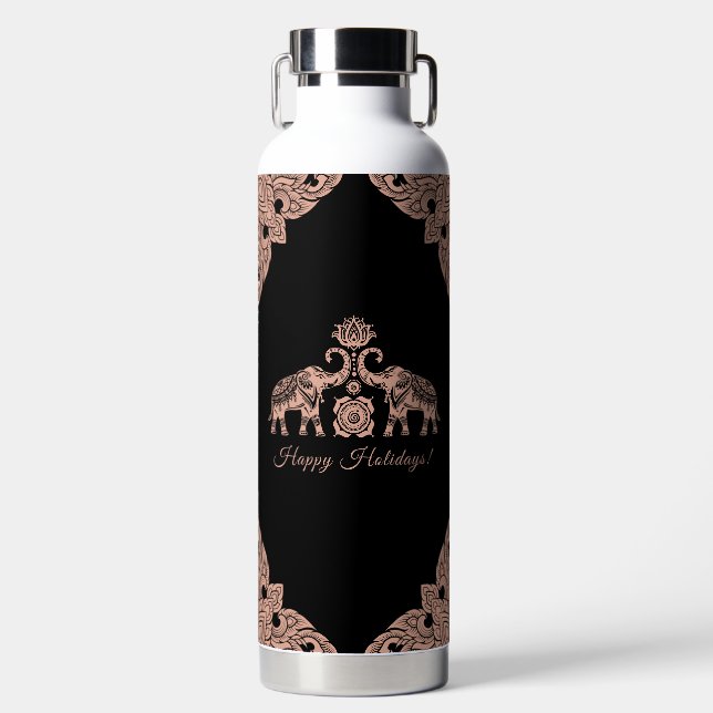 Bouteille D'eau Thaïlande Elephant Joyeux Vacances Cadeau rose et  (Avant)