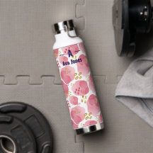 Thermos de monogramme rose - Nom personnalisé