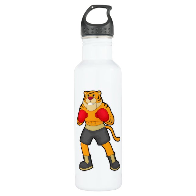 Bouteille D'eau Tigre en boîte avec gants de boxe (Devant)