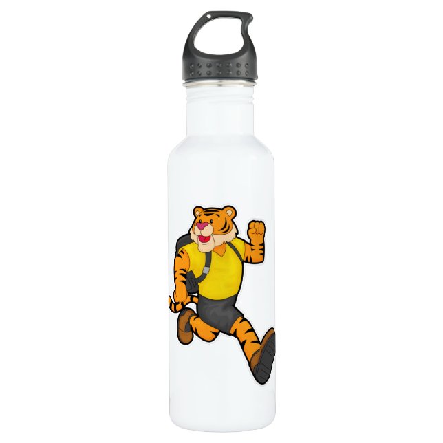 Bouteille D'eau Tigre en marche avec sac à dos (Devant)