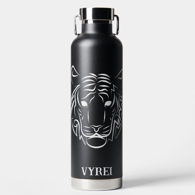 Bouteille D'eau Tigre tribal noir et blanc (Avant)