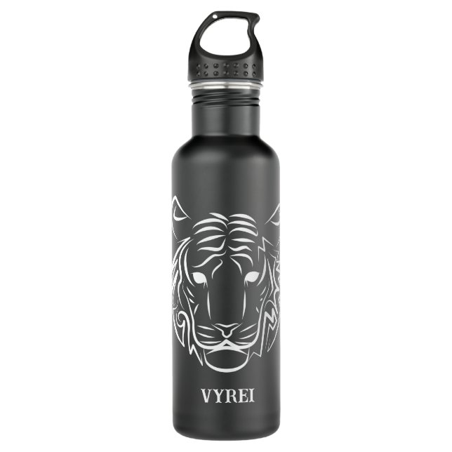 Bouteille D'eau Tigre tribal noir et blanc (Devant)