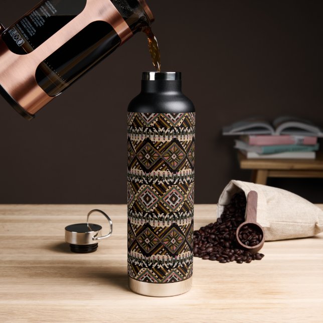 Bouteille D'eau Tissu Brown foncé et noir de boue inspiré (Café)