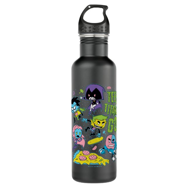 Bouteille D'eau Titans Ados, allez ! | Gnarly 90's Pizza Graphic (Devant)