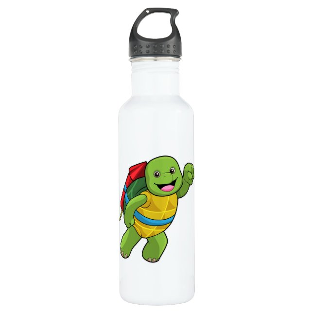 Bouteille D'eau Tortue au volant avec fusée (Devant)