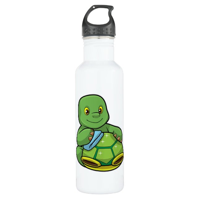 Bouteille D'eau Tortue avec coquille et chiffon de nettoyage (Devant)