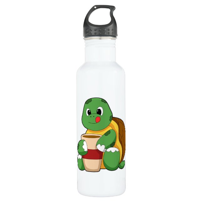 Bouteille D'eau Tortue avec tasse de café (Devant)