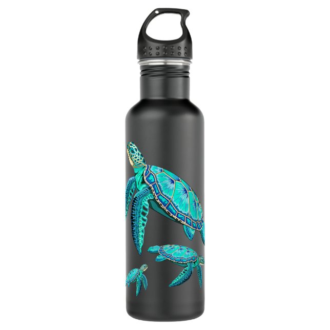 Bouteille D'eau Tortue de mer d'Hawaii Couleurs tropicales  (Devant)