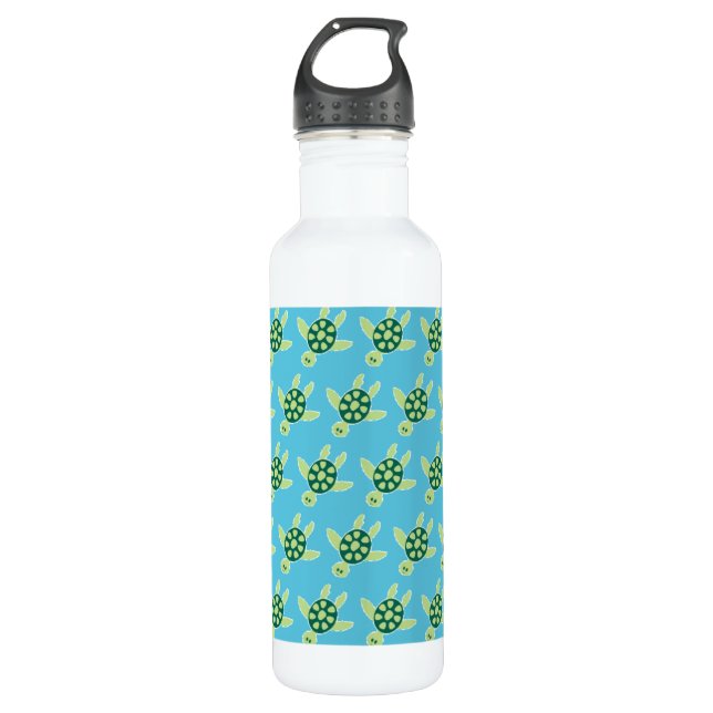 Bouteille D'eau Tortues de Motif Bleu (Devant)