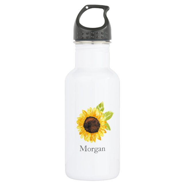 Bouteille D'eau Tournesol Peint À La Main (Devant)