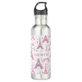Bouteille D'eau Tours et coeurs Eiffel personnalisés