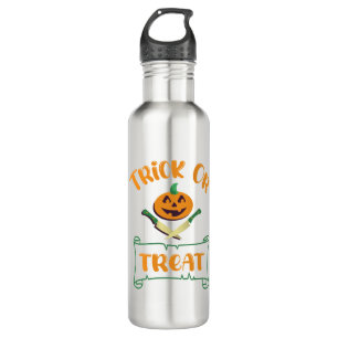Bouteille D'eau Tracer ou traiter les os croisés Halloween visage 