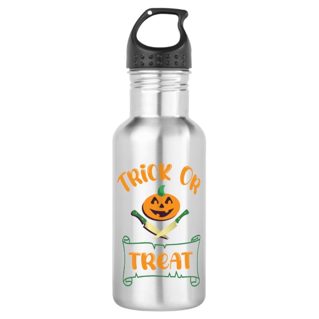 Bouteille D'eau Tracer ou traiter les os croisés Halloween visage  (Devant)