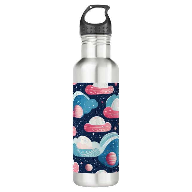 Bouteille D'eau Trans Pride Cute Galaxy Planètes Abstraites (Devant)