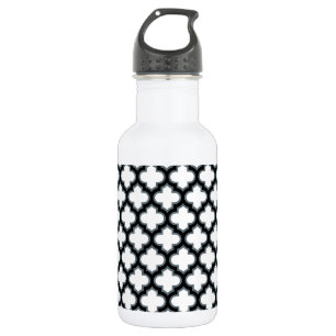 Bouteille D'eau Trellis, Réseau, Quatrefeuille blanc et noir