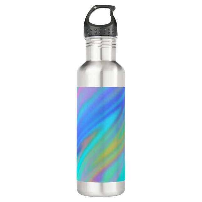 Bouteille D'eau Trendy luxe vert bleu violet faux holographique (Devant)