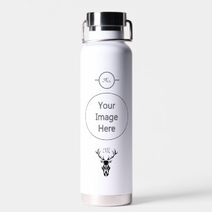 Bouteille D'eau Tribal Black Stag Silhouette Monogramme