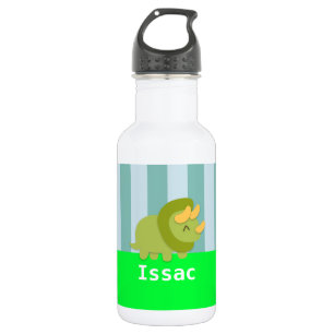 Bouteille D'eau Triceratops vert et jaune Kawaii pour les enfants
