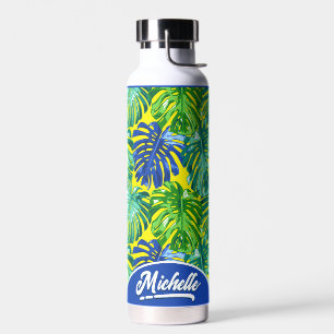 Bouteille D'eau Tropical Green Jaune Jungle Nom des Feuilles