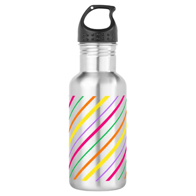 Bouteille D'eau Tropical Rose Vert Orange Yellow Stripes (Devant)