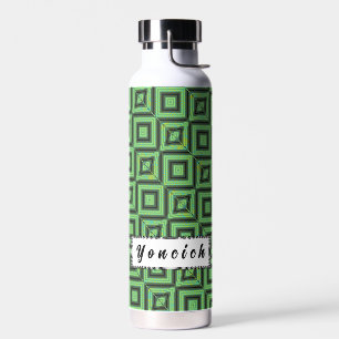 Bouteille D'eau Tubes À damiers vert et jaune par Kenneth Yoncich