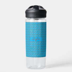 Bouteille D'eau Turguoise motif fleur rouge pavot