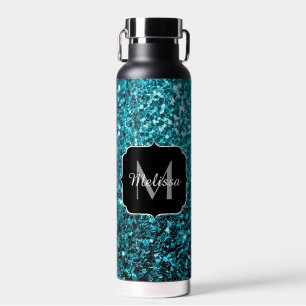 Bouteille D'eau Turquoise bleu aqua faux paillettes scintillent Mo