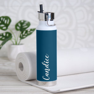 Bouteille D'eau Turquoise Blue Stylisé Mariage Bridesmaid Nom