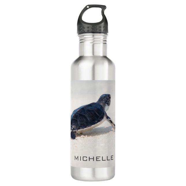 Bouteille D'eau Turtle Beach Voyage Nom personnalisé | Nature (Devant)