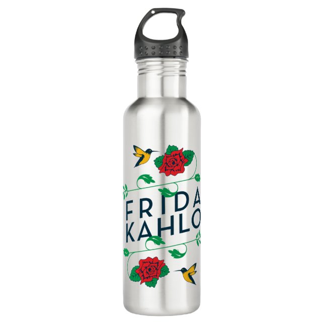 Bouteille D'eau Typographie florale de Frida Kahlo | (Devant)
