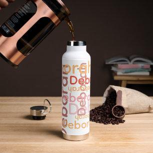 Bouteille D'eau Typographie moderne Nom rose Blanc