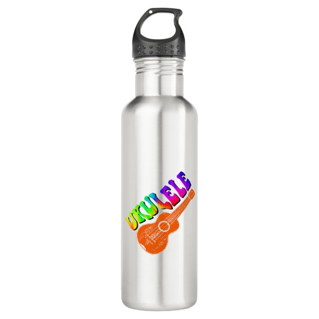 Bouteille D'eau Ukulele Tie Dye Texte Super Art (Devant)