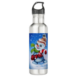Bouteille D'eau Un bonhomme de neige festif