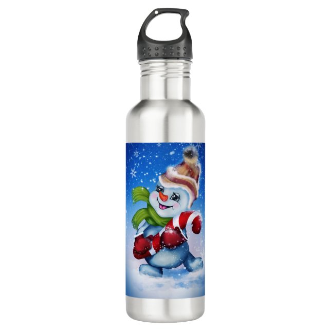 Bouteille D'eau Un bonhomme de neige festif (Devant)