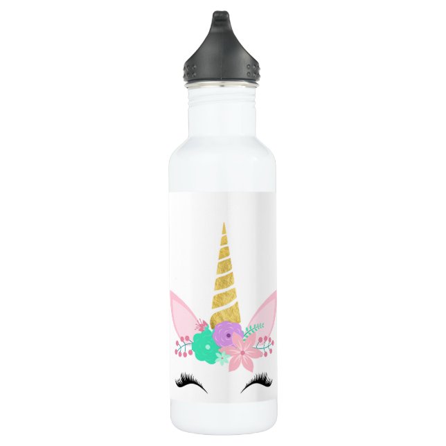 BOUTEILLE D'EAU UNICORN DE PASTEL ACIER BLANC INOXYDABLE (Droite)