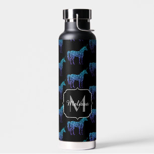 Bouteille D'eau Unicorn Sparkles aqua blue ombre motif Monogramme