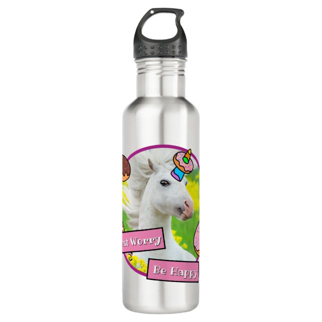 Bouteille D'eau Unicorne avec des beignets (Devant)
