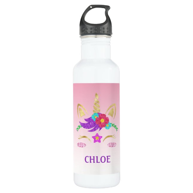 Bouteille D'eau Unicorne brillante (Devant)