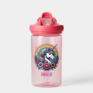 Bouteille D'eau Unicorne colorée magique et arc-en-ciel personnali