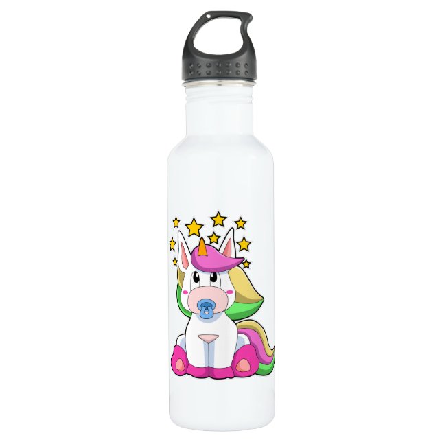 Bouteille D'eau Unicorne comme bébé avec Pacificateur (Devant)