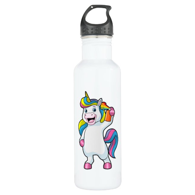Bouteille D'eau Unicorne comme coiffeur avec aérosol (Devant)