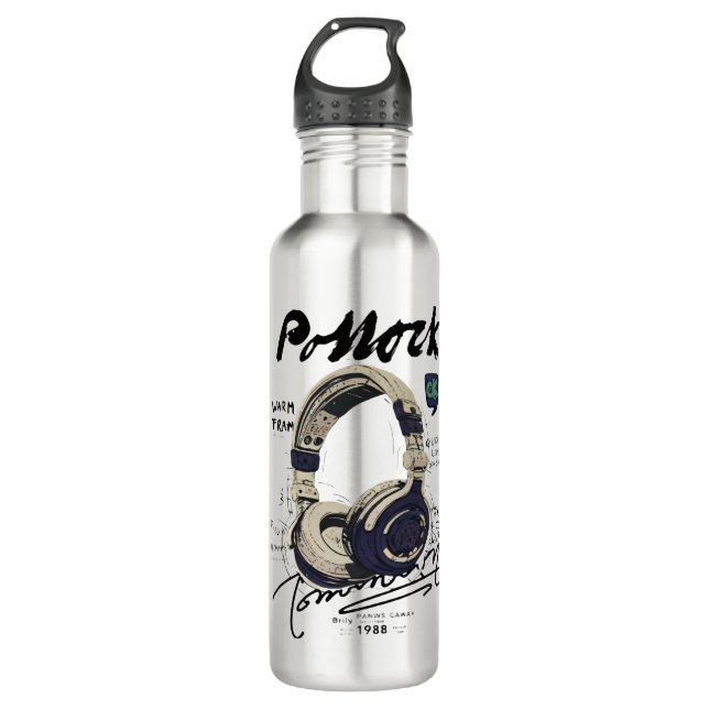 Bouteille D'eau Urban Retro Headphone Vibe Illustration (Devant)
