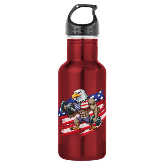 Bouteille D'eau USA/patriotique haltérophilie aigle chauve