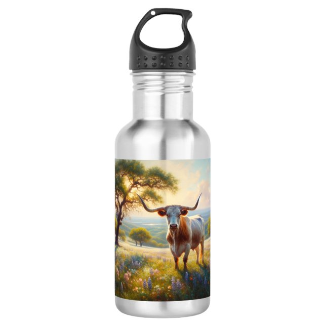 Bouteille D'eau Vache à landes du printemps du Texas (Devant)
